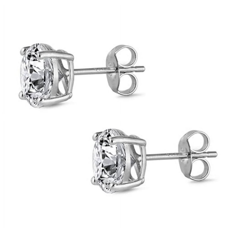2 Carat Round CZ Stud Earrings Sterling Silver High Quality Extra Large