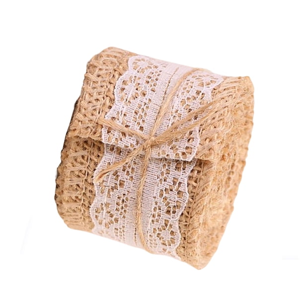 Inteprter Accesorios decorativos rollo de lino DIY exquisita cuerda de cáñamo accesorios de matrimonio accesorios fiesta piso tela de encaje artesanía Decoración del hogar 5cm Inteprter HA066095-02
