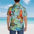 thumbnail image 4 of Pofeuu Retro Seamless Flying Butterflies Print Hawaiian Shirt for Men Sleeves Casual Button Down Summer Beach Dress Shirts T-Shirts,X-Large, 4 of 7