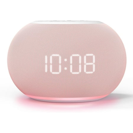Auto Dimmable Sound Machine Alarm Clock with Night Lights, 20 Soothing Sounds, Sleep Timer, Precise Volume Control, Cute White Noise Soother for Girls, Kids, Bedrooms, Office