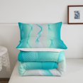 thumbnail image 4 of Erosebridal Gradient Teal and Greyish White Bedding Set Ombre Comforter Set,Spiral Silver Print Wave Striped Pattern Queen Quilt,Abstract Art Room Decor Aesthetic, 4 of 5
