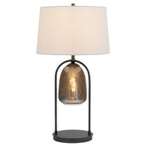 Cal Lighting 100W 3 way Midtown metal table lamp with glass shade and a 5W led Night light