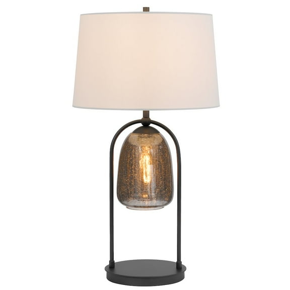 Cal Lighting 100W 3 way Midtown metal table lamp with glass shade and a 5W led Night light