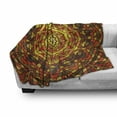 thumbnail image 3 of Celtic Soft Flannel Fleece Blanket, Circular Round Celtic Motif with Spiral Turning Lines in Contrast Colors Victorian, Cozy Plush for Indoor and Outdoor Use, 70" x 90", Red Yellow, by Ambesonne, 3 of 6