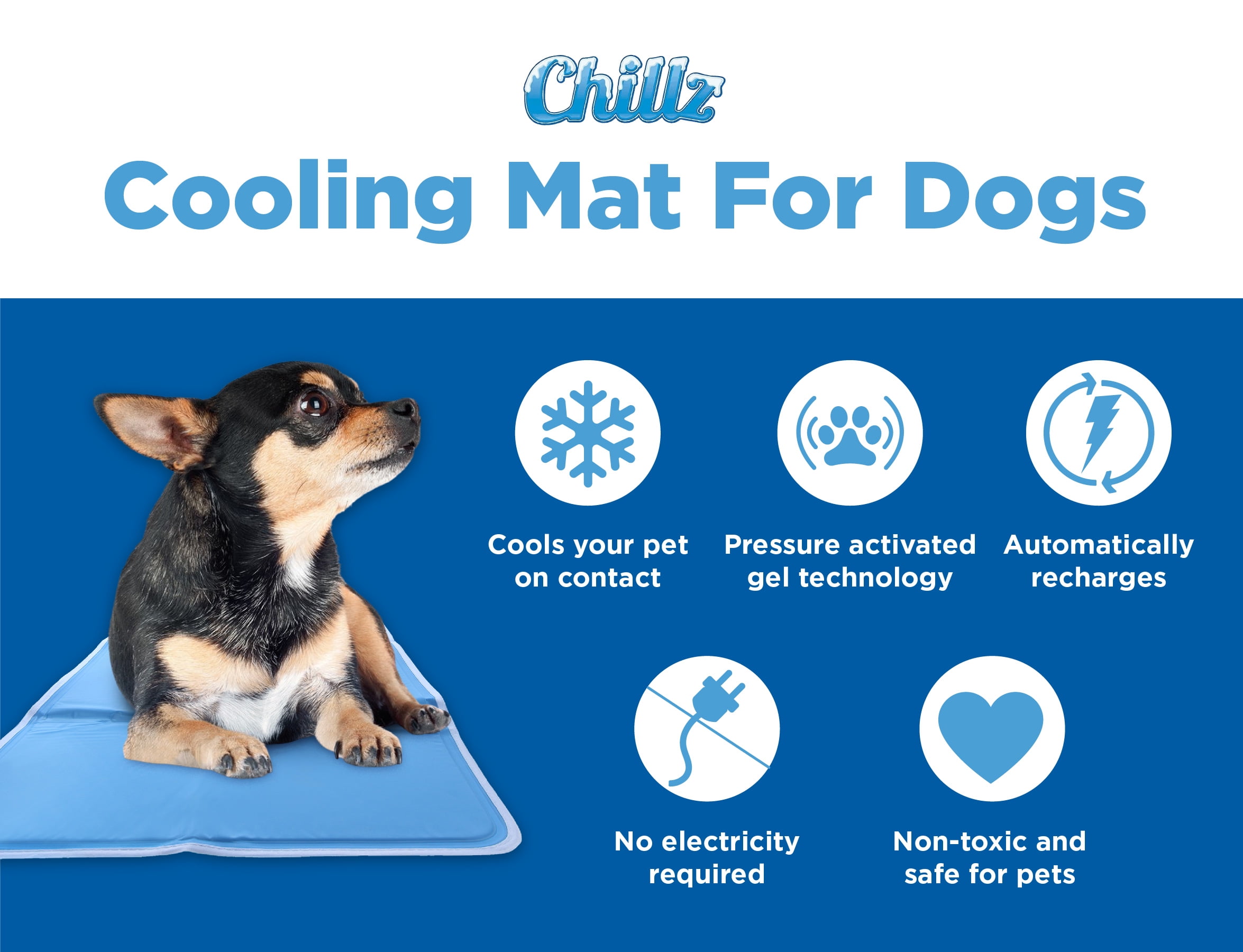 Cooling Gel Pillow Pad W Chill Gel Cells Cooling Mat for Hot Flashes, Dog & More - Blue - Specialty