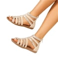 thumbnail image 3 of HAJWOH Women's Gladiator Sandal Strappy Flat Sandals Ankle Buckle, 3 of 6