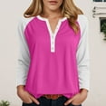 thumbnail image 2 of UngA Womens Tops Women's Long Sleeve T-Shirt Side Split Tunic Tops for Leggings Loose Crewneck Sweater Hot Pink,XL, 2 of 7