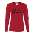 thumbnail image 2 of Wild Bobby Grace Wins Script Inspirational/Christian Women Graphic Long Sleeve Tee, Red, Large, 2 of 5