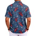 thumbnail image 6 of GrmtClth Mens Beach Short Sleeve Polo Top Cute Seashell Crayfish Lobster Pattern Short Sleeve Button Placket Lightweight Summer Cruise Polo Tee Highlighted With Faint Ocean Texture Yellow M, 6 of 6