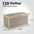 thumbnail image 3 of 120 Gallon Resin Deck Box, Lockable Patio Outdoor Storage Box for Furniture, Garden Tools and Tools Storage, Waterproof Outside Storage Boxes - Grey, 3 of 14