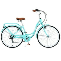 Noaman 26 Inch Ladies Bicycle, 7 Speed Steel Frame, Green Women's Commuter Bike with Shimano Gears
