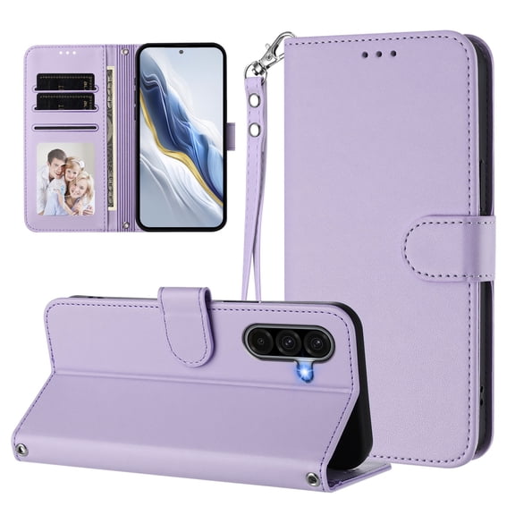 for Samsung Galaxy S26 Wallet Case, PU Leather Wallet Case with Credit Card Holder, Magnetic Clasp, Flip Stand, Wrist Hand Strap, Folio Protective Cover for Samsung Galaxy S26, Lightpurple