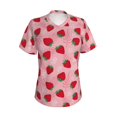 thumbnail image 2 of Uemuo Strawberry Printed Women's Classic V-Neck T-Shirt - Soft, Breathable, Moisture-Wicking, Perfect for Casual, Office, Travel, and Everyday Wear-XX-Large, 2 of 5