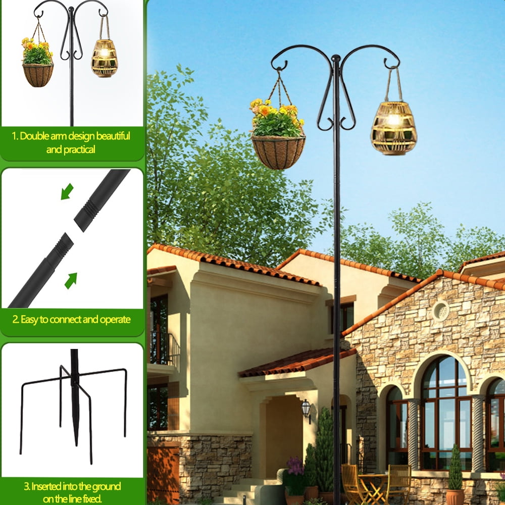 Shepherds Hooks for Outdoor, 92 Inch Heavy Duty Bird Feeder Pole with 5 Prongs Base, Adjustable Shepherds Hook for Hanging Birdhouses, Lanterns, Plant Baskets, Wind Chimes