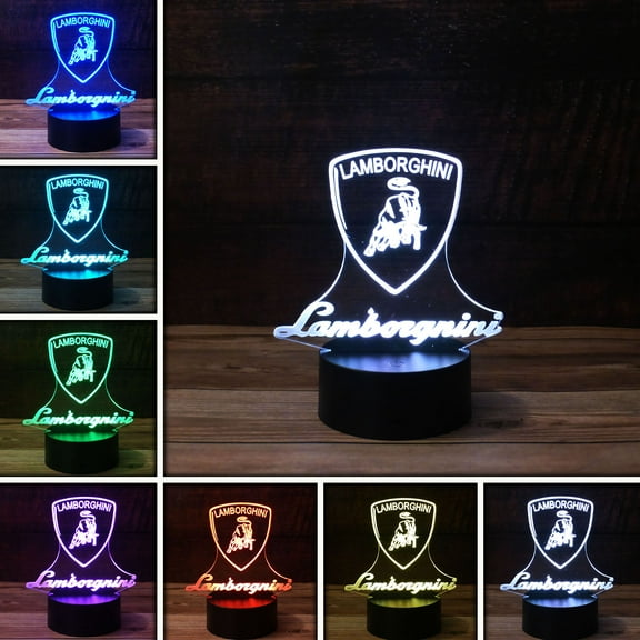 3D Bull Logo Desk Light - 7 Color LED Lamp Base with USB or Battery and Touch control Rotating Fade or Solid Color mode. Makes a perfect Nightlight for Kids or Unique Gift for any age.