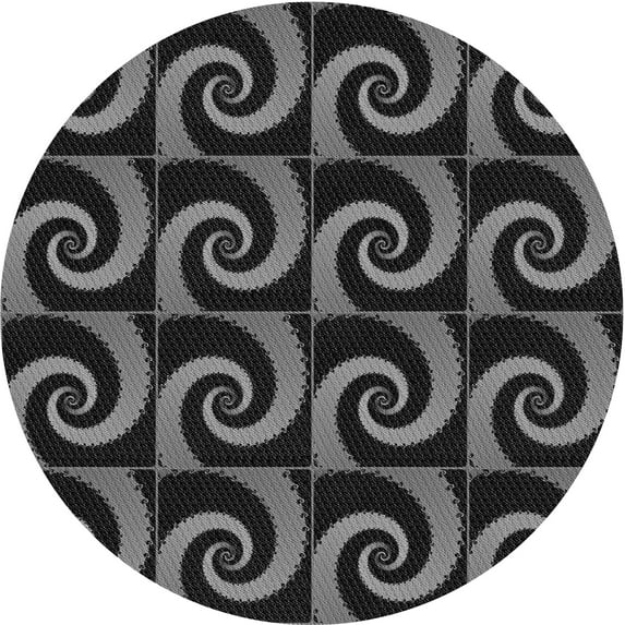 Ahgly Company Indoor Round Patterned Gray Area Rugs, 6' Round