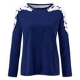 thumbnail image 3 of KBODIU Women's Classic Soild Print Pullover Tunic Tops Oversized Casual Basic Long Sleeves Lace Patchwork T-Shirts Round Neck Loose Fit Blouses Sweatshirts Plus Size, 3 of 5