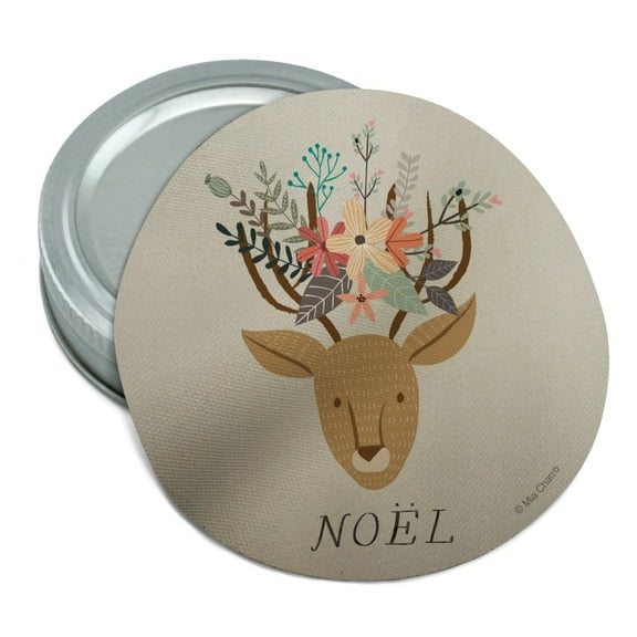 Noel Christmas Deer with Flowers Round Rubber Non-Slip Jar Gripper Lid Opener