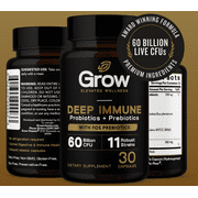 Grow Deep Immune Probiotics + Prebiotics with FOS, 60 Billion CFU, 30 Capsules