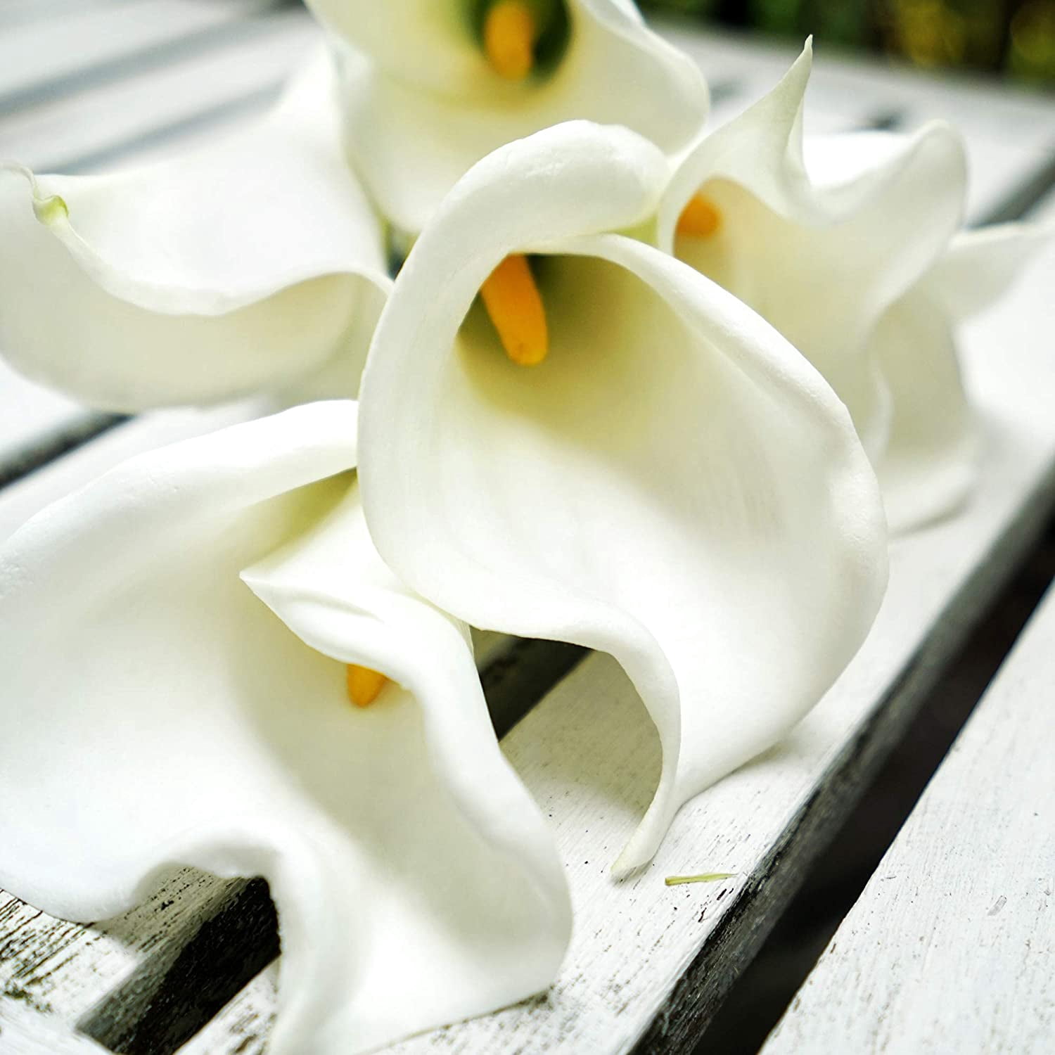 Real Touch Calla Lily Artificial Flowers, Wedding Bridal Floral Arrangements (25'' 6 Long Stems, Spring White)