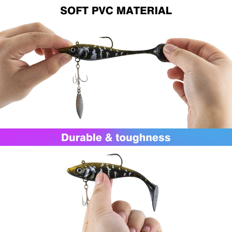 Goture 5pcs Fishing Spoons Lures Soft Plastic Swimbaits Crappie
