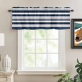 thumbnail image 2 of Rod Pocket Window Valances Horizontal Stripe Navy Blue White Gray Short Kitchen Curtains Minimalist Striation Art Window Treatment Drapes for Bedroom Bathroom Living Room 60x18In,1 Panel, 2 of 9
