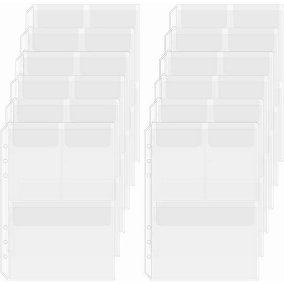 12 Sheets A5 Binder Inserts Pockets 6 Hole Binder Inserts 8.4 x 5.9 Inch PVC Waterproof Loose Leaf Dividers Three Folder Storage Protector Bags