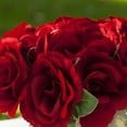 thumbnail image 3 of Enova Home Artificial Velvet Roses Faux Silk Flowers in Round Tapered Ceramic Pot for Home Office Wedding Decoration (Red), 3 of 4
