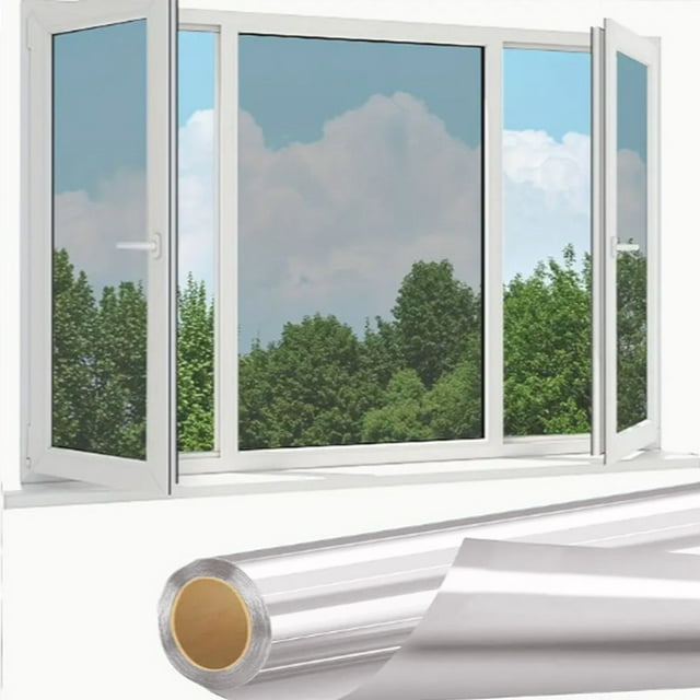 XYKA Privacy Heat Insulation Window Security Film, Reusable Electrostatic Adsorption Window Sticker, One Way Window Privacy Film for Home and Office, 23.62" X 196.85"
