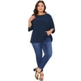 thumbnail image 3 of DARING DIVA Women's Plus Petal Sleeve Swiss Dots Blouse T-Shirt Tops L Navy Blue, 3 of 6