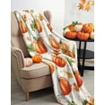 thumbnail image 3 of Thanksgiving Pumpkin Flannel Blanket for Bed,Travel and Camping, Watercolor Vintage Farm Vintage Texture Super Soft Cozy Blanket for All Seasons 60"x80", 3 of 6