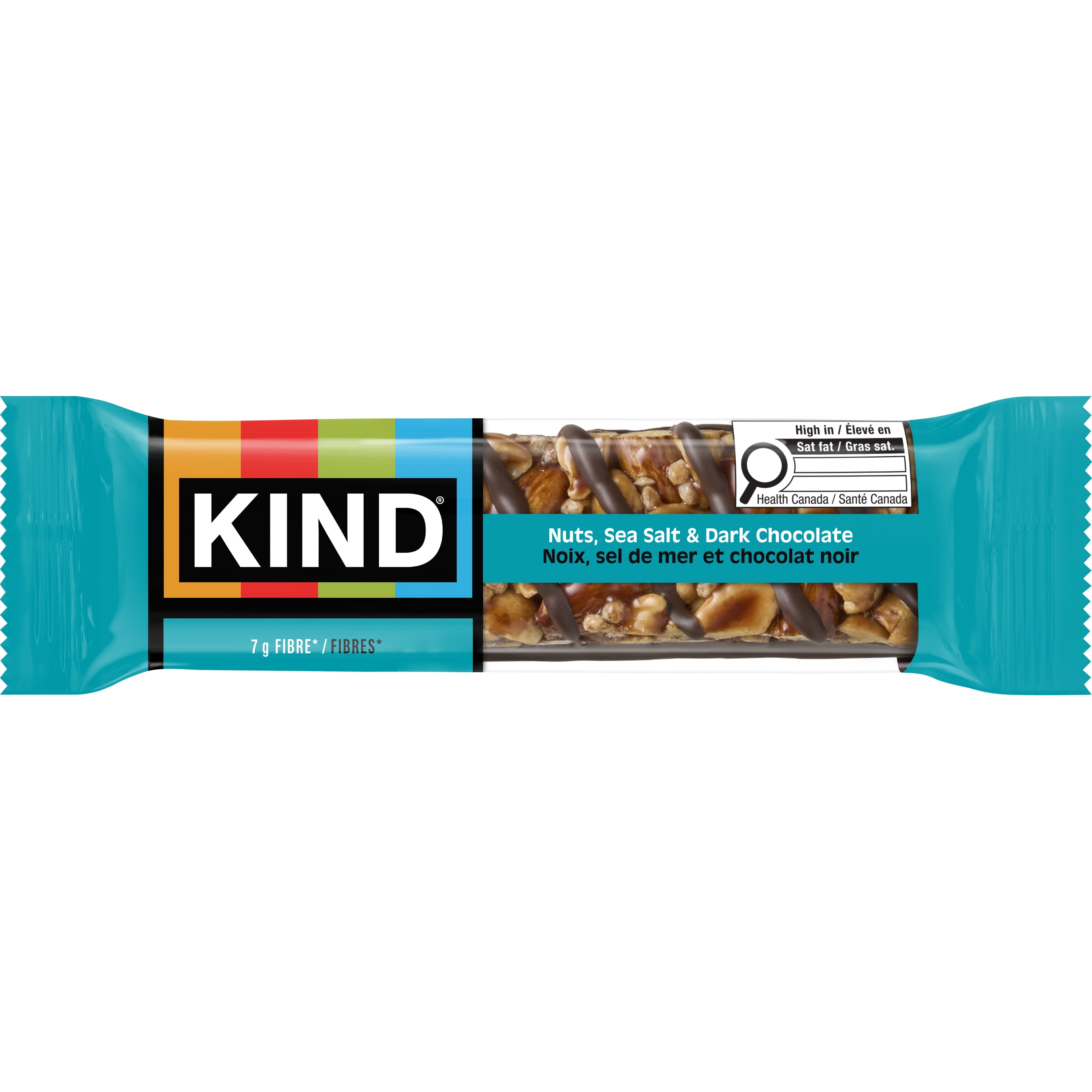 KIND Barres Noix, sel de mer et chocolat noir, 40 g, boîte de 12 unités