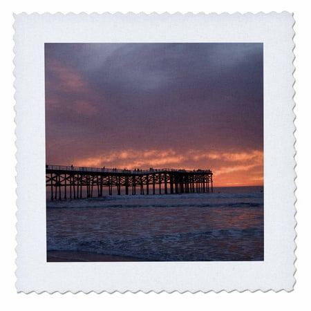 3dRose CA, San Diego, Crystal Pier in San Diego - US05 BBR0010 - Brent Bergherm - Quilt Square, 10 by
