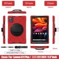 thumbnail image 3 of For Lenovo Tab K11 Plus Case 11.45 inch 2024 (TB352FU/TB352XU), 360 Hand Strap, Shoulder Strap, Kickstand, Rugged Drop Protection, Red, 3 of 7
