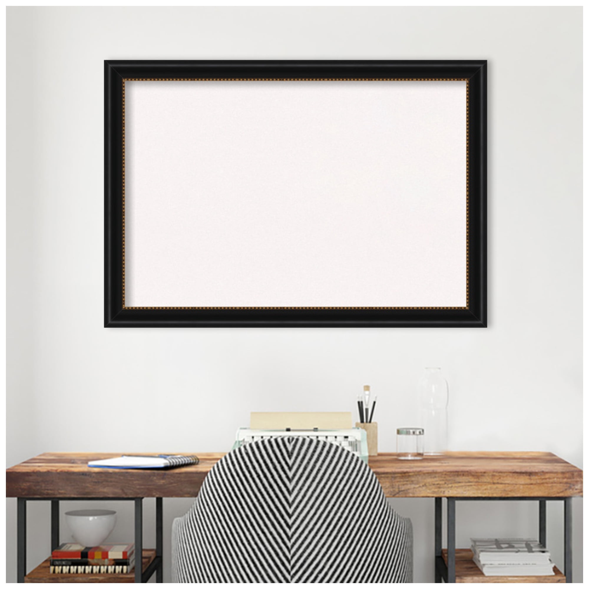Amanti Art White Cork Board Framed Manhattan Black Bulletin Board 40 in. x 28 in.
