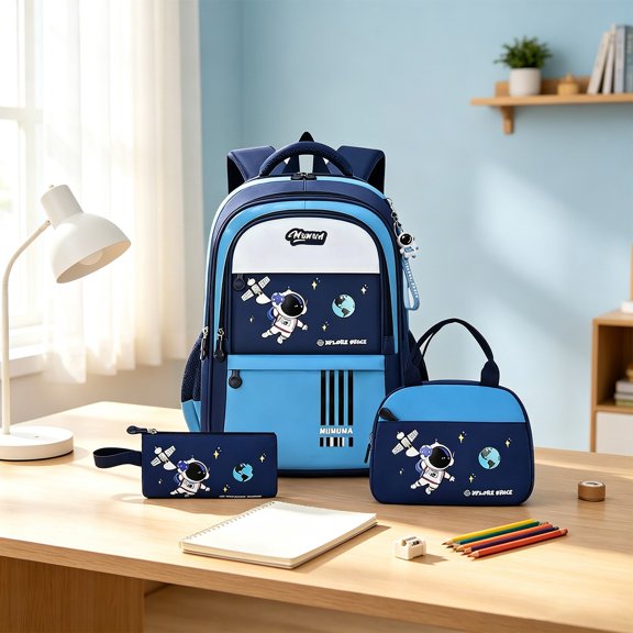 Dalxymotic Backpack for Boys, 3-in-1 Bookbag with Lunch Bag, Pencil Case, Breathable Padded Shoulder Strap, Lightweight Set for Travel, Camping, Hiking, Outdoor