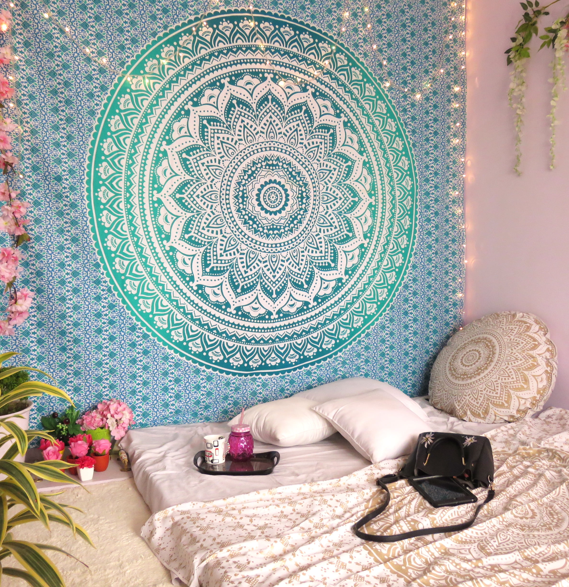 Wall Mandala Tapestry Indian Hanging Hippie Decor Ombre Bohemian Bedspread Decor 