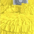 thumbnail image 3 of DNG Creations 5 Piece Luxury Circle Ruffle Comforter with 1 Freebie Ruffle Pillow All-season 550 GSM 800TC, 100% Egyptian Cotton ( Oversized Queen Size ) Solid Yellow Colour, 3 of 5