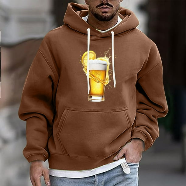 Sudadera con capucha para hombre, estilo casual, con cuello redondo, estampado, manga larga, blusa de poliéster