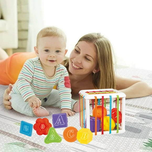 Rainbows Elastic Shape Sorter Toy for Babies,Fine Motor Skills Activity with Colorful Stretchy Strings,Learning Sensory Play,Textured Shapes,Safe Durable Design,Early Education Travel Toy