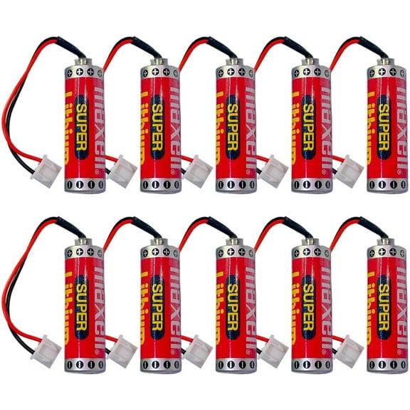 (Pack of 10) ER6C AA 3.6V 1800mAh PLC Battery for Mitsubishi FX F2-40BL with Plug