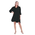 thumbnail image 2 of Women's Shirt Dress Lapel V Neck Button Front Short Shirt Dress Elastic Waist Blouses Tops with Pockets, 2 of 6