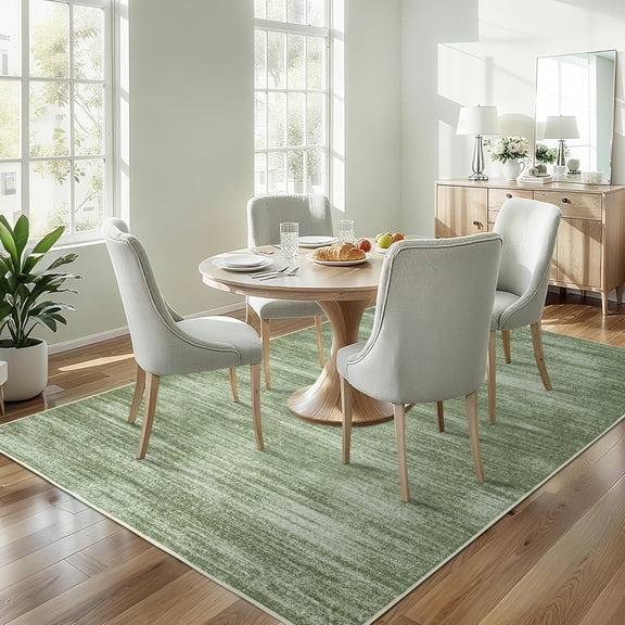 Dark Green Rug 5x7 for Dining Room Under Table Low Pile Non Slip Washable Area Rugs for Bedroom Aesthetic Abstract Olive Green Floor Carpet for Living Room 5 x 7