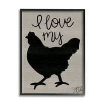 Stupell Love My Chicken Farmhouse Sign Animals & Insects Painting Black Framed Art Print Wall Art