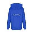 thumbnail image 3 of FAIOROI Girls Blue ECG Heart Graphic Zip Hoodie - 100% Polyester Easy Care Sweatshirt with Kangaroo Pocket, Hooded Casual Outerwear for Kids 4-12 Years,Size 5-6T, 3 of 8