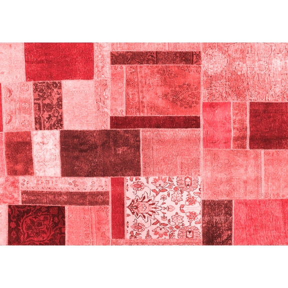 Ahgly Company Indoor Rectangle Patchwork Red Transitional Area Rugs, 2' x 3'