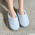 thumbnail image 2 of Risckoth Women's Closed Toe Slippers Plush Fleece Round Head Cozy Indoor Shoes, Sky Blue, 2 of 5