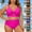 Hot Pink, variant on Women's Plus Size Bikini Set Large Size V Neck High Waist Tummy Control Knot,Two Piece Swimwear WithBottoms And Supportive Underwire Top