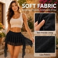thumbnail image 4 of Carlikeit Women's Y2K Mini Skirt with Built-in Shorts 3-Tier Lace Ruffle Asymmetrical Hem Elastic Waist Skort, 4 of 14