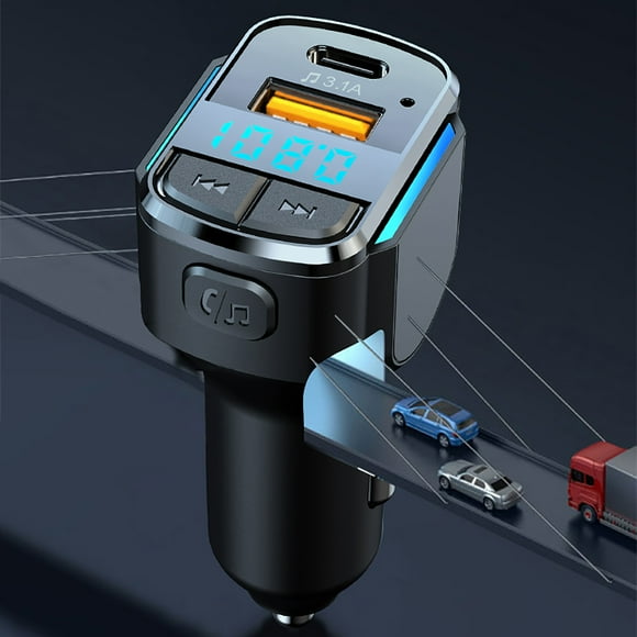 tumgatte Multi Functional Car Charger FM Transmitter Radio Adapter Bluetooth 5.0 Music Player With Hands Call USB Interface And Type C Interface Summer Savings